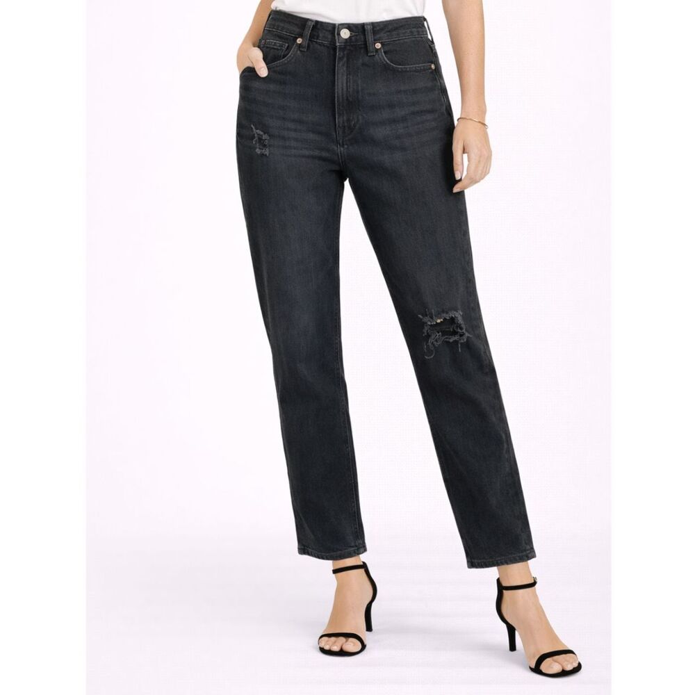 Zara High Rise Ankle Jeans Black Washed 10